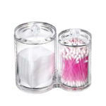 2 Compartments Clear Acrylic Cotton Swabs Organizer Cotton Ball storage Box Makeup Cotton Pads Box - Image 4