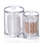 2 Compartments Clear Acrylic Cotton Swabs Organizer Cotton Ball storage Box Makeup Cotton Pads Box