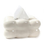 20 CM Ceramic Tissue Box Holder Modern Creative Bubble Shaped Tissue Box for Living Room Bedroom and Table Decoration 1 Piece White