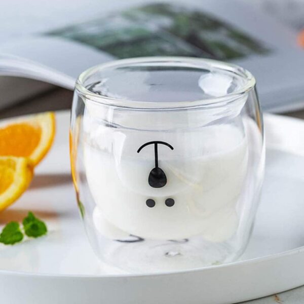 250 ML, Cute Bear Double Wall Glass Cup Coffee Juice Tea Milk