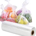 100 Pieces Food and Freezer Storage Bags with Built-In Tie Handles Multi-Purpose Kitchen and Household Storage Bags Transparent