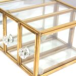 15 CM Vintage Glass Jewelry Storage Box with 3 Removable Drawers Multifunctional Organizer Box with Brass Frame for Rings Necklaces Bracelet - Image 4