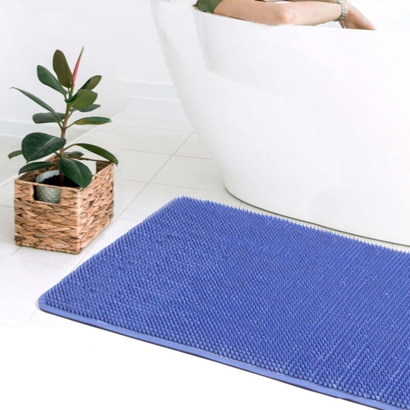 Bath Mat Non Slip Anti Mould with Foot Scrubber 70 x 40cm TPE Material –  Slips Away