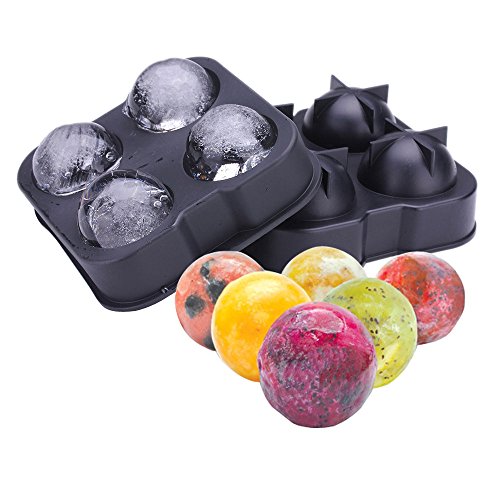 Silicone Sphere Ice Mold with Cover, 4 Round Ice Balls