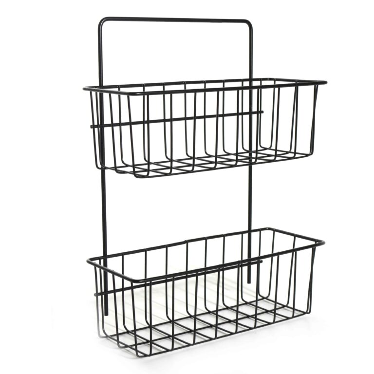 33.5 CM, 2Tier Wall Mounted Wired Kitchen Storage Basket with Adhesive