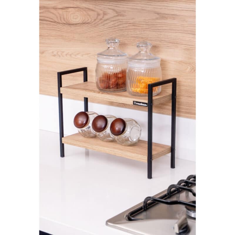 Mudesa Metal Tabletop Organizer Organizer Bathroom Kitchen Shelf Bookshelf Spice Rack, SALVIA