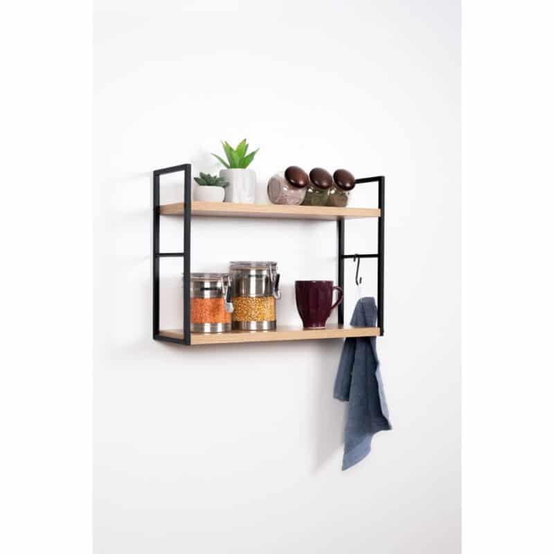 Mudesa Metal Wood Wall Shelf Wall Mounted Kitchen Shelf Multipurpose Shelf Terek Sapphire Oak