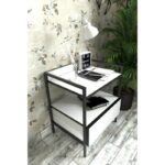 Mudesa Modern Bedside Table Metal Wooden Drawer Nightstand Metal Leg Shelf Bookshelf, MORUS