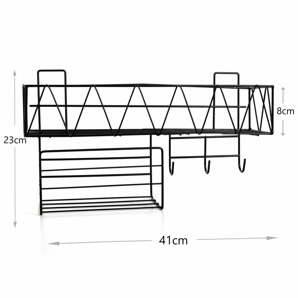 41 CM Wall Mounted, Hanging Storage Basket with Adhesive Hooks for