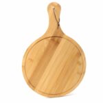 Bamboo Wooden Pizza Serving Tray with Handle Round Serving Trays Multipurpose Plate for Meat Vegetables Fruits and Cheese 1 Piece - Image 4