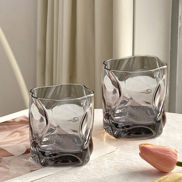 1pc Glass Cup, Creative Irregular Goblet For Kitchen