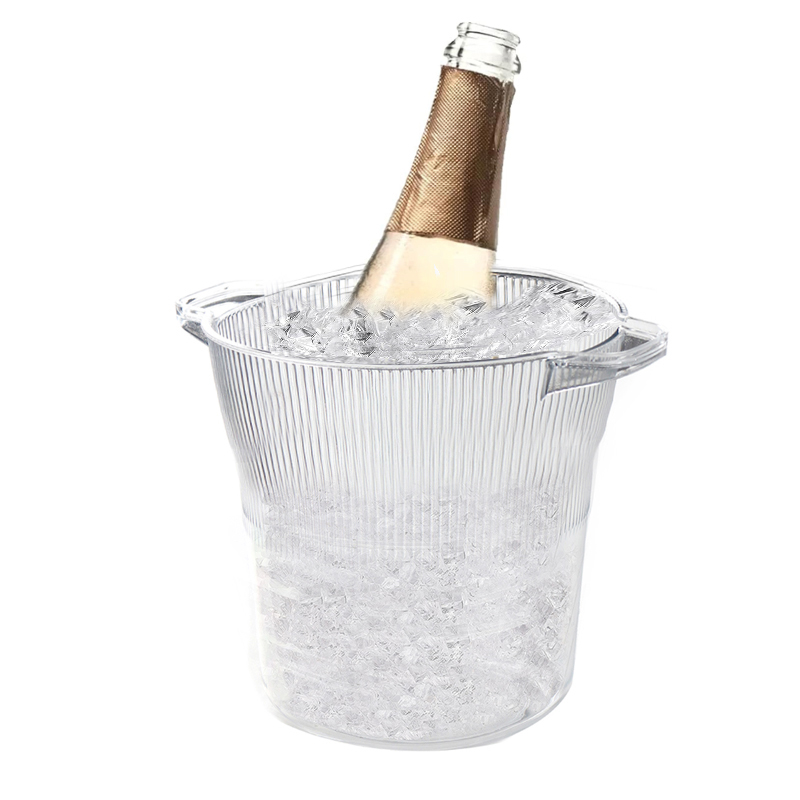 Clear Acrylic Ice Bucket with Handles, Beverage Chiller for Parties