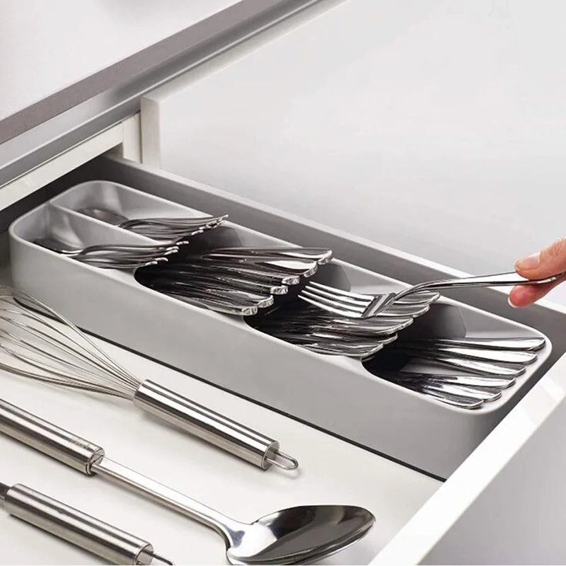 Compact Cutlery Organizer Kitchen Drawer Tray, Cutlery