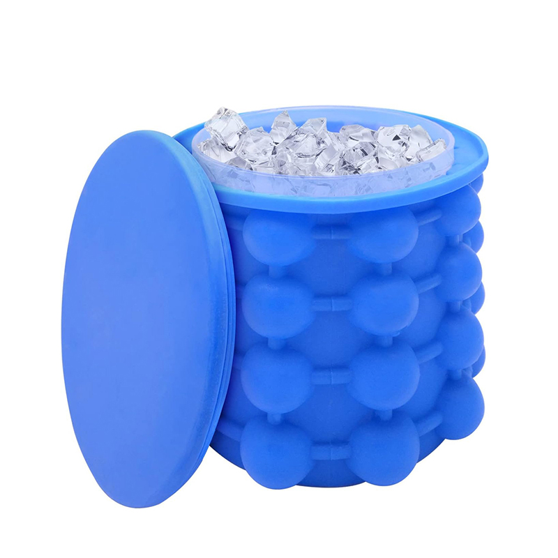 Ice Cube Maker Silicone Bucket Ice Mold and Storage Bin, Portable