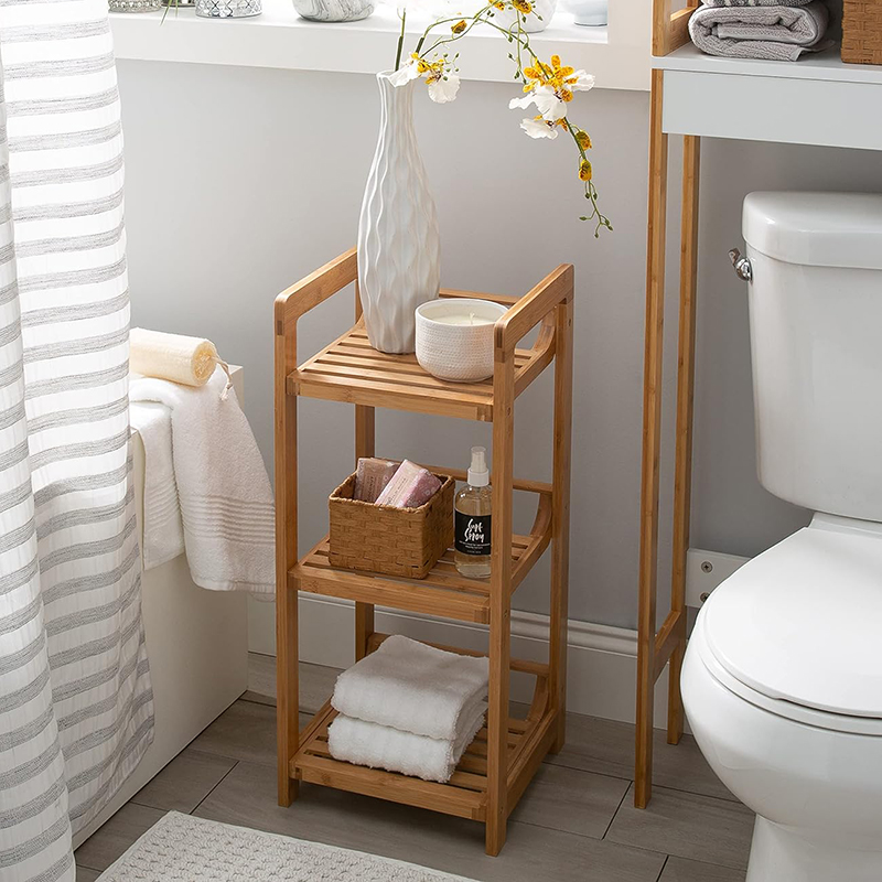 Bamboo shelf for bathroom discount