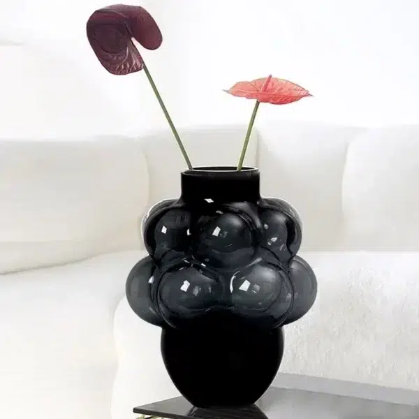 Modern Creative Grape-Shaped Glass Vase, Home Decorative Ornament for Living Room, Dining Table, Bedroom