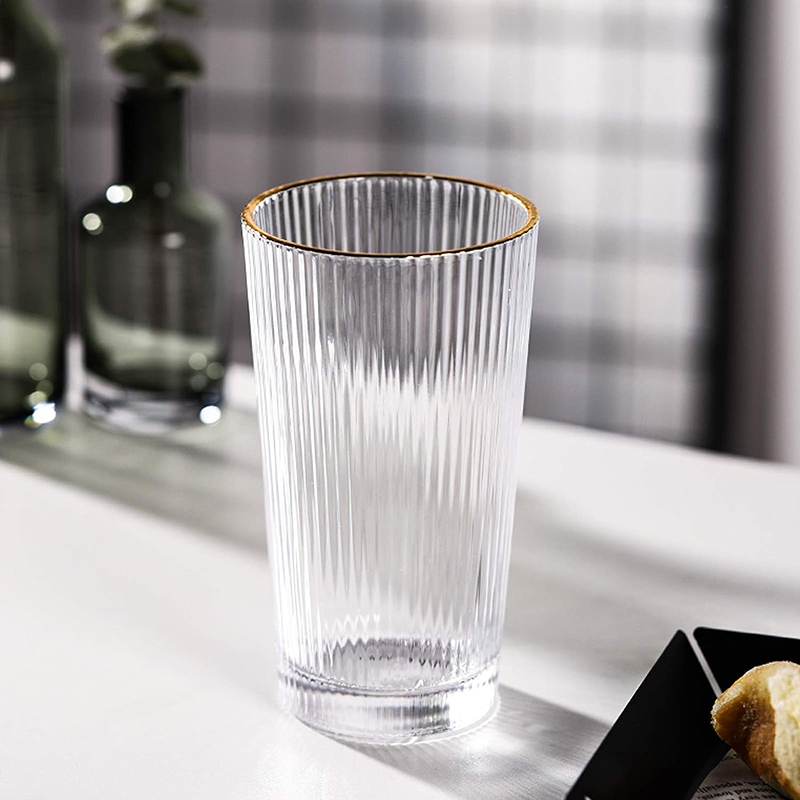 Ribbed Tall Drinking Glasses (Set of 4)