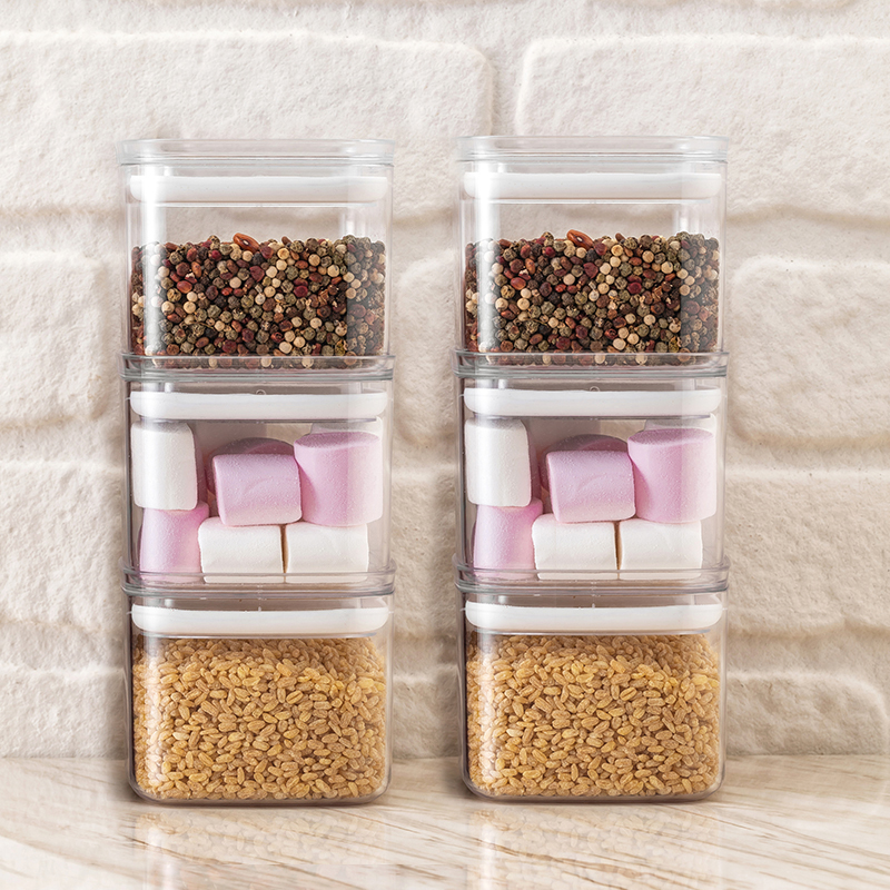 Square Acrylic Food Storage Container with Lid, Pantry Organization Jar