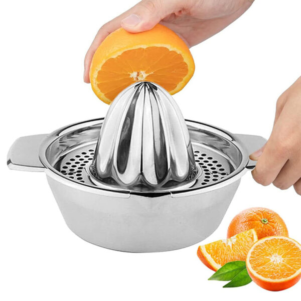Stainless Steel Manual Citrus Juicer with Lid and Handles