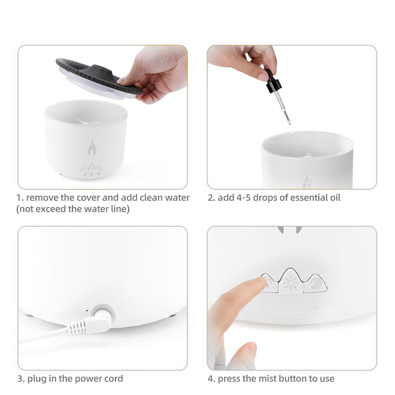 Volcano Aroma Diffuser with LED Light and Auto-Off Protection