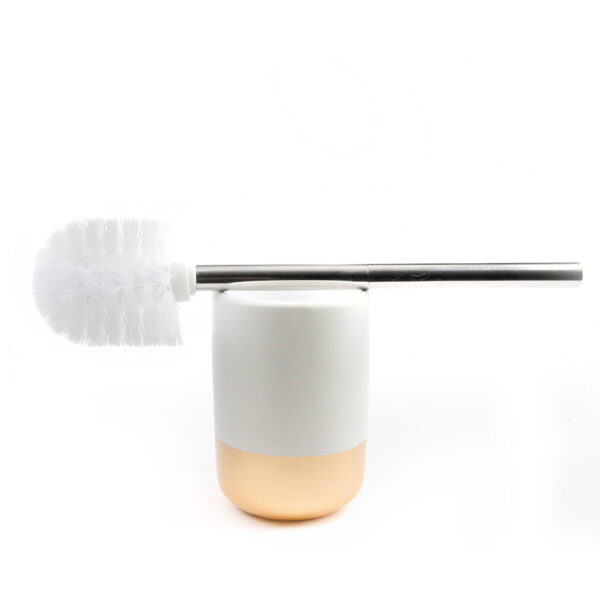 2-Pieces Round Stainless Steel Clog-Proof Toilet Brush Holder with Brush, Space-Saving Bathroom Essential