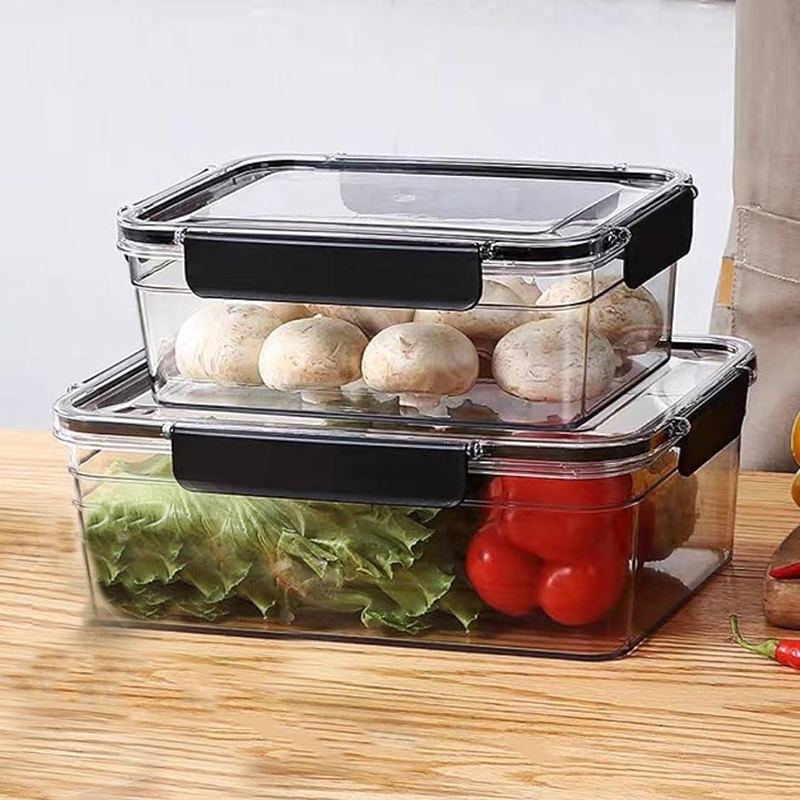 Large-capacity Kitchen Refrigerator Storage Box with Lid Handle Plastic  Sealed Fresh-keeping Box Food Storage Containers