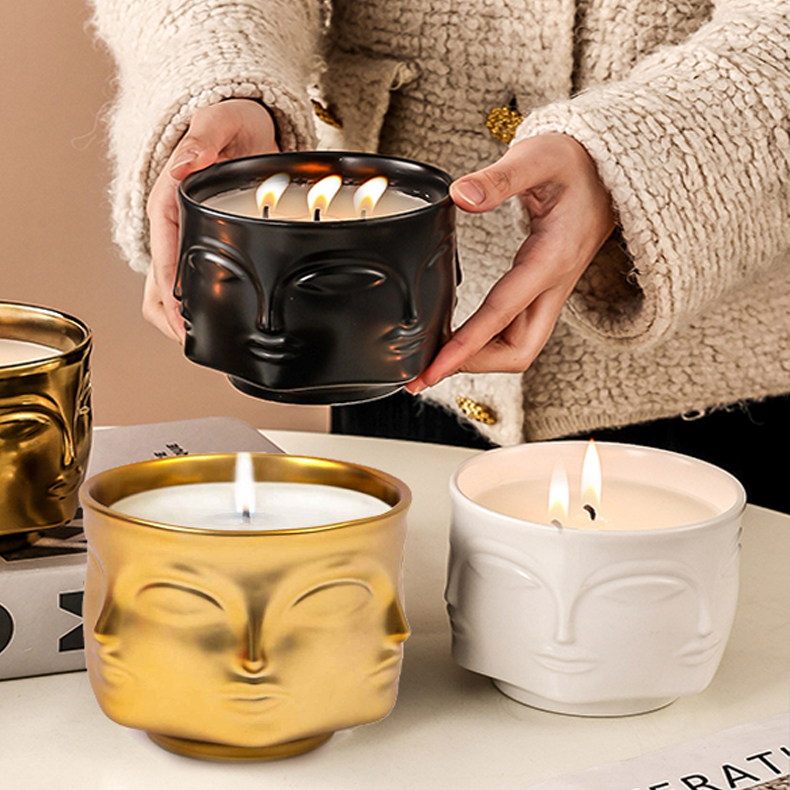 Ceramic Multi-Face Scented Candle, Decorative Candle for Home Aroma, Freshener for Bathroom, Hotel, Home Space