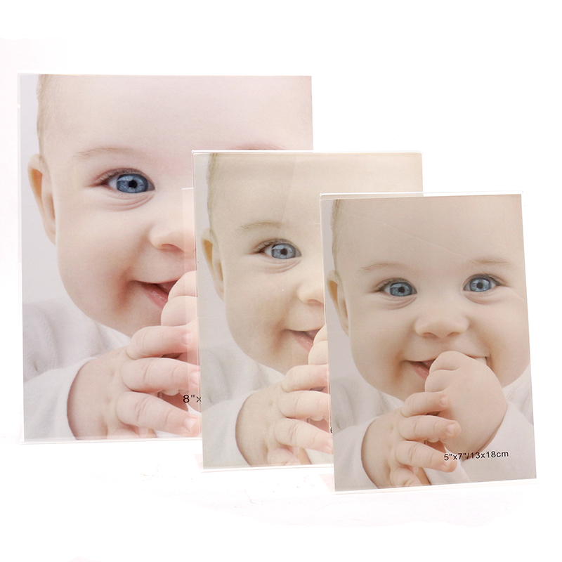 Clear Acrylic Self Standing Picture Frame, Photo Frame Stand in Desk or