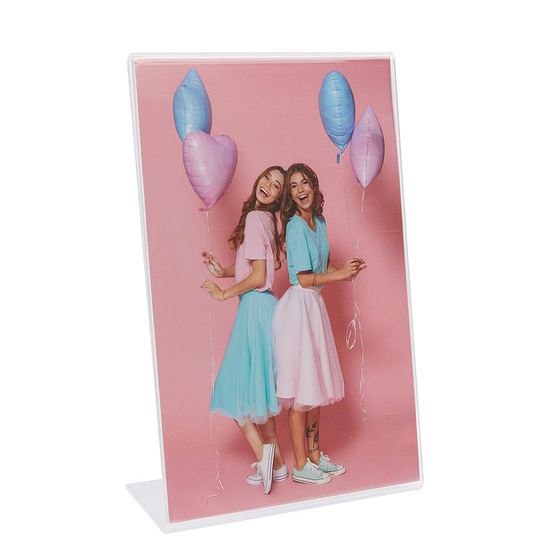 Clear Acrylic Self Standing Picture Frame, Photo Frame Stand in Desk or