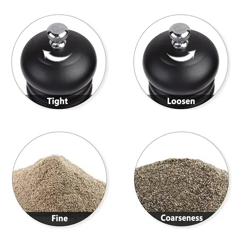 Solid Wood Black Salt and Spices Mill Grinder, Manual Kitchen Grinding