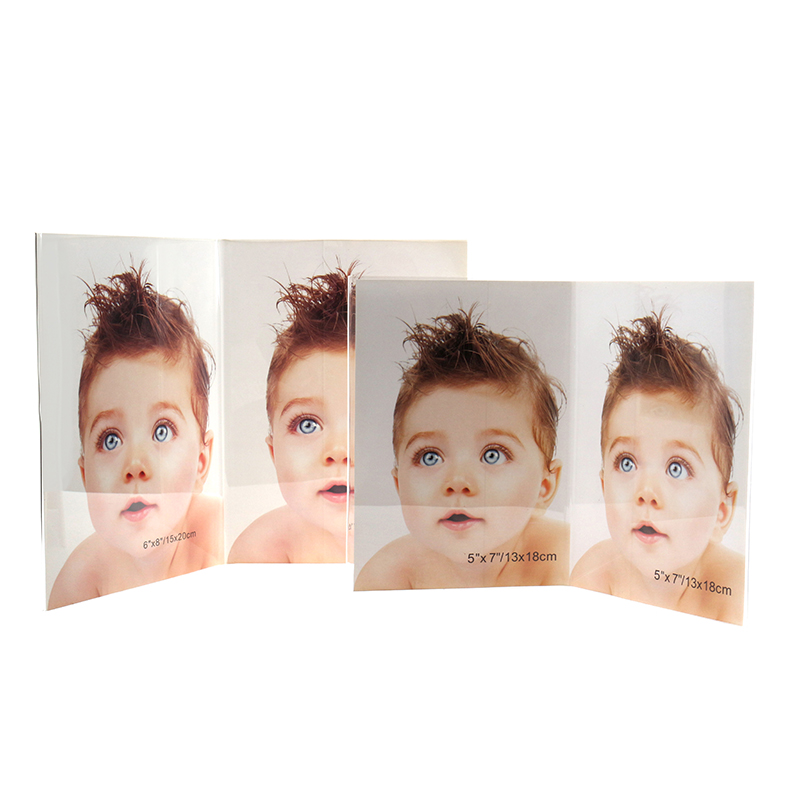 Hinged Acrylic Self Standing Double Picture Frames, Photo Frames Stand