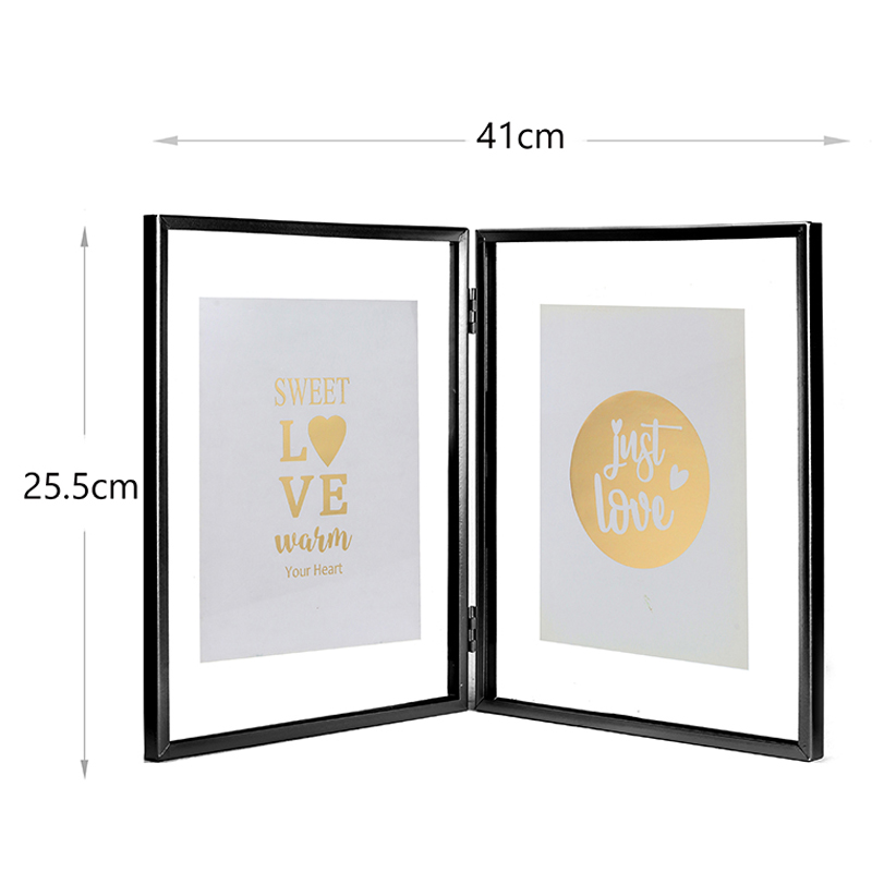 25 cm x 20 cm Black Double Picture Frames with Glass Transparent Faces