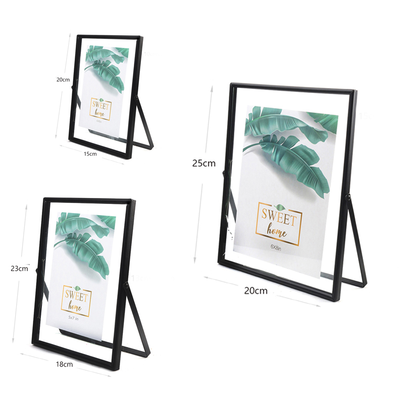 Vertical Black Metal Photo Frame with Glass Transparent Face