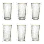 300 ML Set of 6 Ribbed Highball Glasses Tall Drinking Glasses for Water Wine Cocktails and Juice 1 Piece