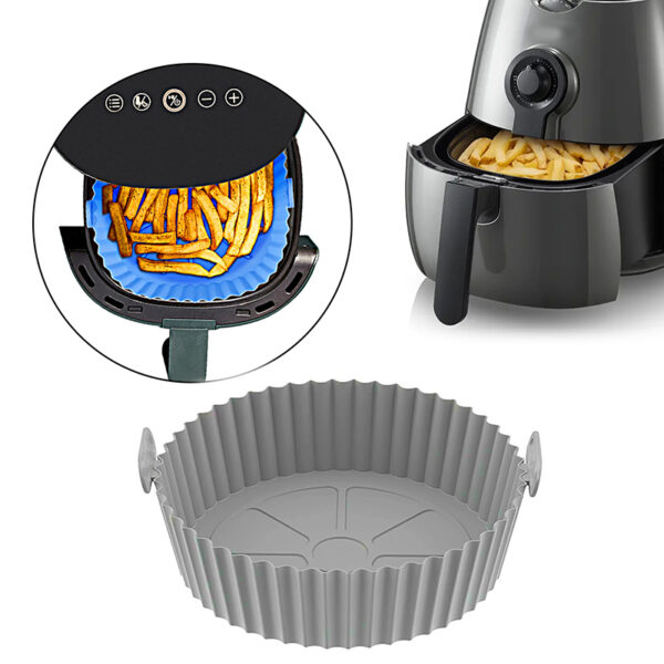 Air Fryer Silicone Liners Round Air Fryer Silicone Pot Air Fryer Accessories Reusable Air Fryer Silicone Basket Air Fryer Silicone Tray 1 Piece Gray