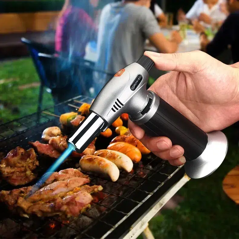 Electric Fire Torch with Safety Lock and Adjustable Flame, Refillable