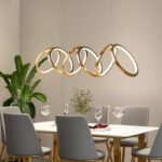 74 CM Modern Hanging LED Circles Pendant Lights for Dining Room Kitchen Bedroom Living Room Gold - Image 2