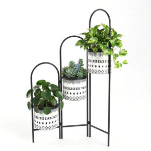 3 Tier Plants Stand with Removable Pots for Indoor and Outdoor Plants Perfect for Living Room Garden Patio Black and White