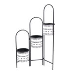 3 Tier Plants Stand with Removable Pots for Indoor and Outdoor Plants Perfect for Living Room Garden Patio Black and White - Image 2