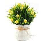 20 CM Artificial Flower in White Pot for Home Decor Wedding Event Party and Office