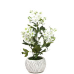 46 CM Artificial White Blossom Plant for Home Decor Living Room Office Porch and Desktop