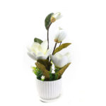 47 CM Artificial White Magnolia Plant for Home Decor Living Room Office Porch and Desktop