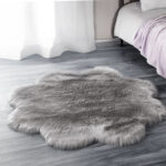90 CM Faux Fur Flower Shaped Tree Skirt Rug for Bedroom Living Room and Guest Room Gray