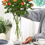 29 CM Decorative Modern Clear Tall Glass Vase With Gold Rim for Living Room Office Porch and Desktop - Image 2