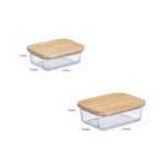 Glass Kitchen Storage Organizer Container with Wooden Lid for Pantry Cabinets Shelves Drawer and Freezer - Image 3