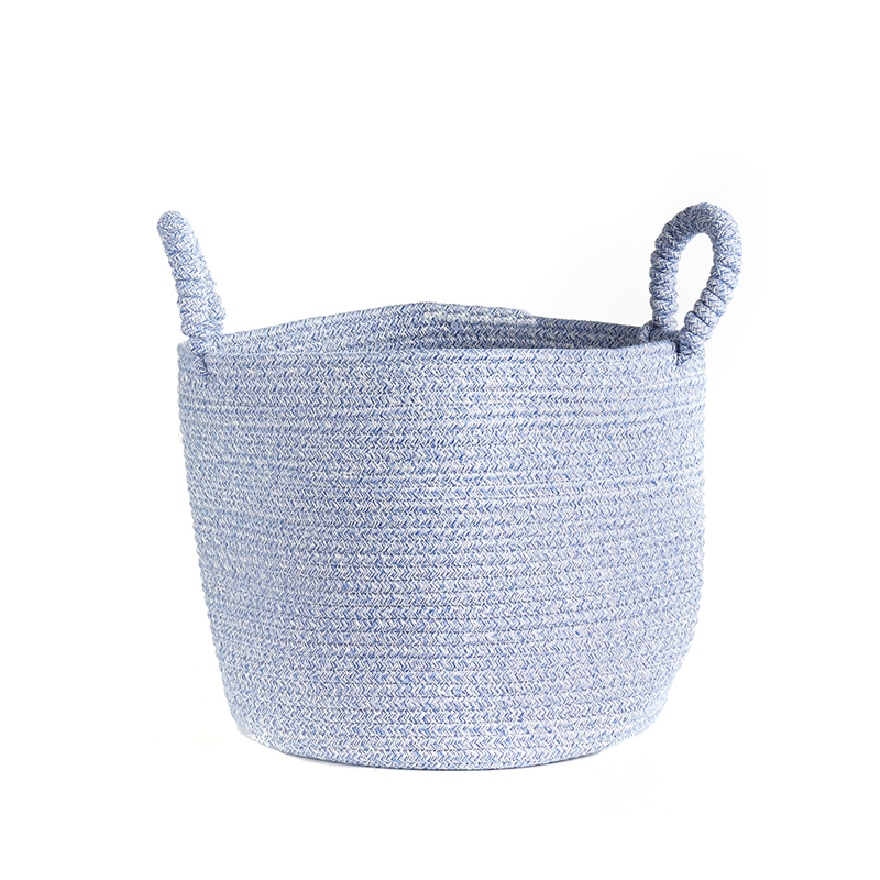 Medium Double Handle Fabric Laundry Hamper Bag with Handles, Perfect for Laundry and Storage (9) Double Handle Fabric Laundry Hamper Bag with Handles Organizer Baskets for Living Room Bedroom Nursery and Laundry Blue - Image 1