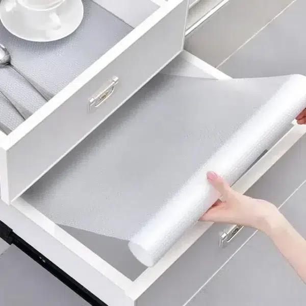 45 CM X 125 CM Non Slip Waterproof Mat Transparent Shelf and Drawer Liner Washable Liners for Kitchen Cabinets Shelves Drawers Pantry and Cupboard