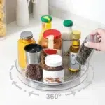 29 CM Clear Acrylic Multifunctional Rotatable Storage Tray 360° Degree Spinning Organizer for Kitchen Pantry Bathroom Makeup and Cosmetics