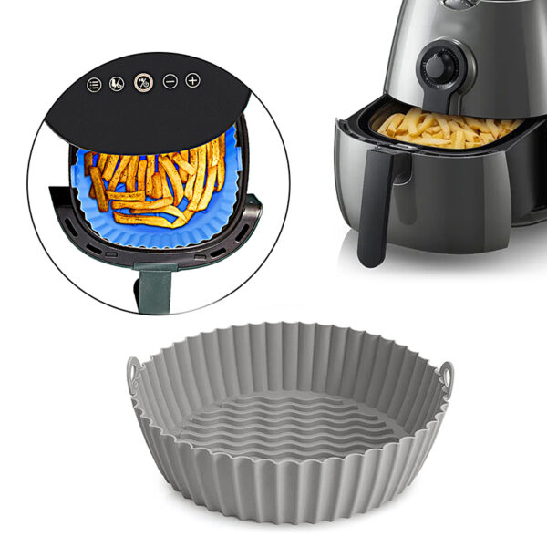 Air Fryer Silicone Liners Round Air Fryer Silicone Pot Air Fryer Accessories Reusable Air Fryer Silicone Basket Air Fryer Silicone Tray 1 Piece Gray