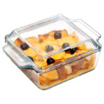2 L Tempered Glass Casserole Dish with Lid and Handles Heat Resistant Glass Container Covered Bowl for Cooking and Baking